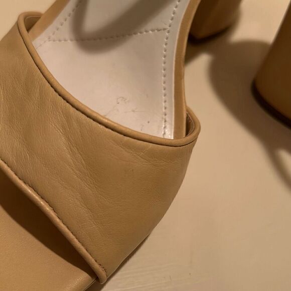 Franco Sarto Womens 10 Dima Block Heel Leather Sandals Beige Tan Ankle Strap New - Picture 14 of 16